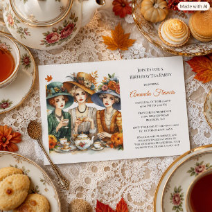 Autumn Birthday Tea Party Invitation