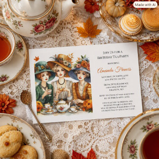 Autumn Birthday Tea Party Invitation