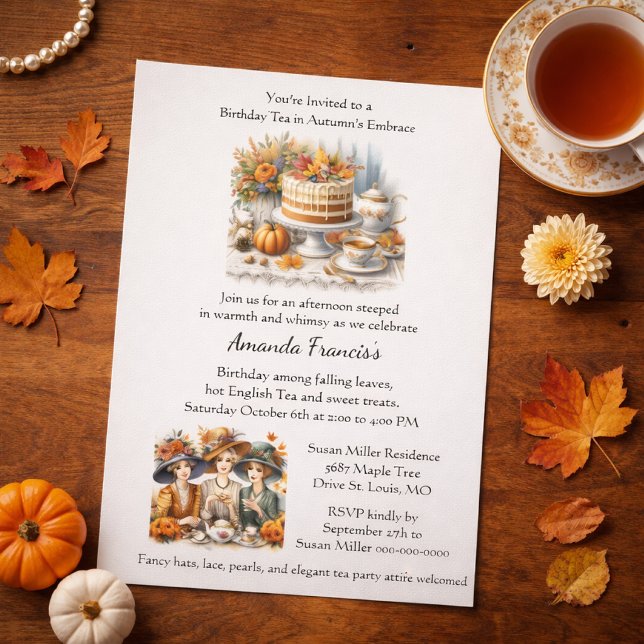 Autumn Birthday Tea Party Invitation  Flyer (Creator Uploaded)