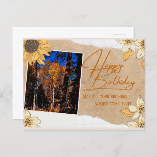Autumn Birthday Wishes Nature Theme Postcard