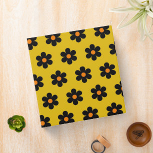 Autumn Black Mustard Flower Pattern 3 Ring Binder