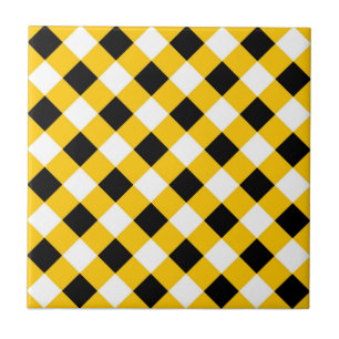 Autumn Black Yellow and White Pattern Ceramic Tile