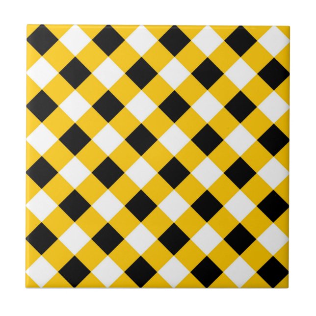 Autumn Black Yellow and White Pattern Ceramic Tile (Front)