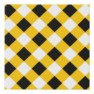 Autumn Black Yellow and White Pattern Faux Canvas Print