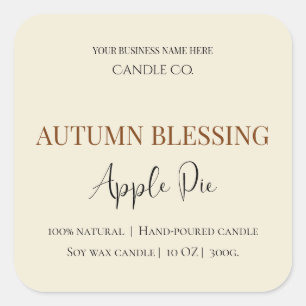 Autumn Blessing Apple Pie Fall Candle Label