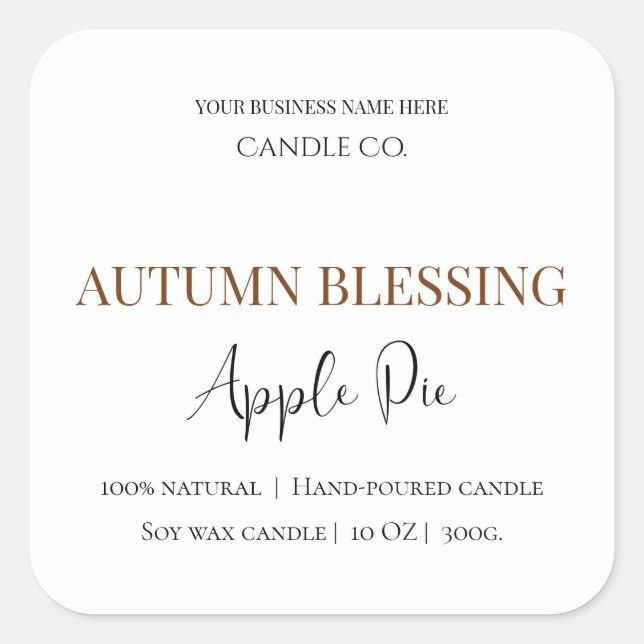 Autumn Blessing Apple Pie | Fall Candle Label  (Front)