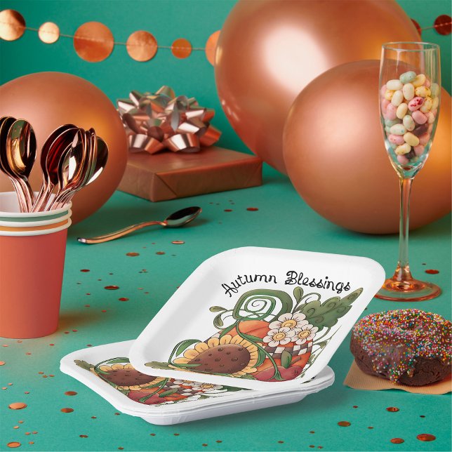 Autumn Blessings Fall Harvest  Paper Plates (Creator Uploaded)