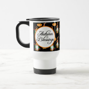Autumn Blessings Fall Themed Gnomes Travel Mug