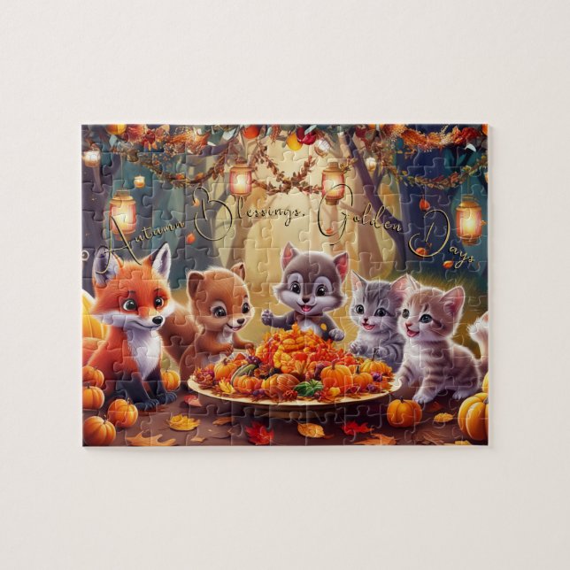 Autumn Blessings, Golden Days Thanksgiving  Jigsaw Puzzle (Horizontal)