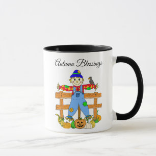 Autumn Blessings Hand Drawn Scarecrow Fall Mug