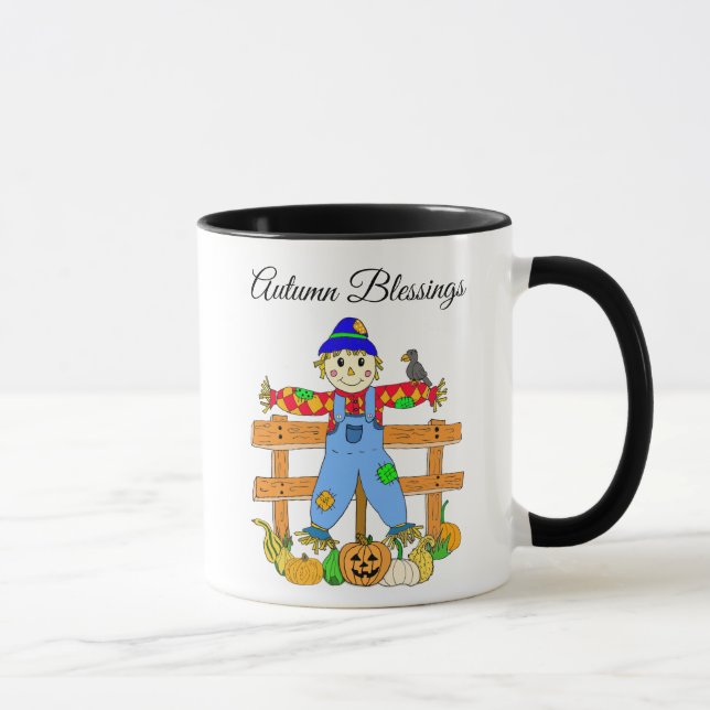 Autumn Blessings Hand Drawn Scarecrow Fall  Mug (Right)