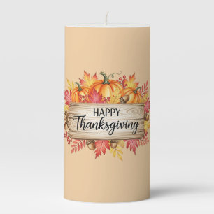Autumn Blessings – Rustic Thanksgiving Pillar Candle