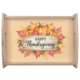 Autumn Blessings – Rustic Thanksgiving Serving Tray