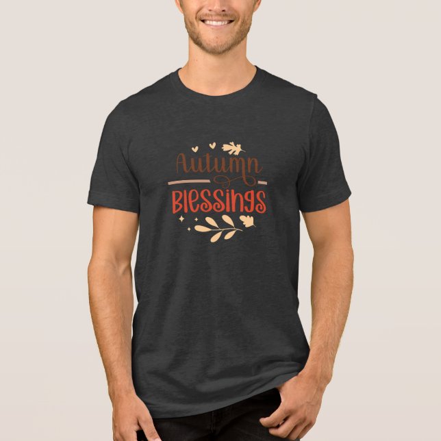 Autumn Blessings Thanksgiving Men's T-Shirt Tri-Blend Shirt (Front)