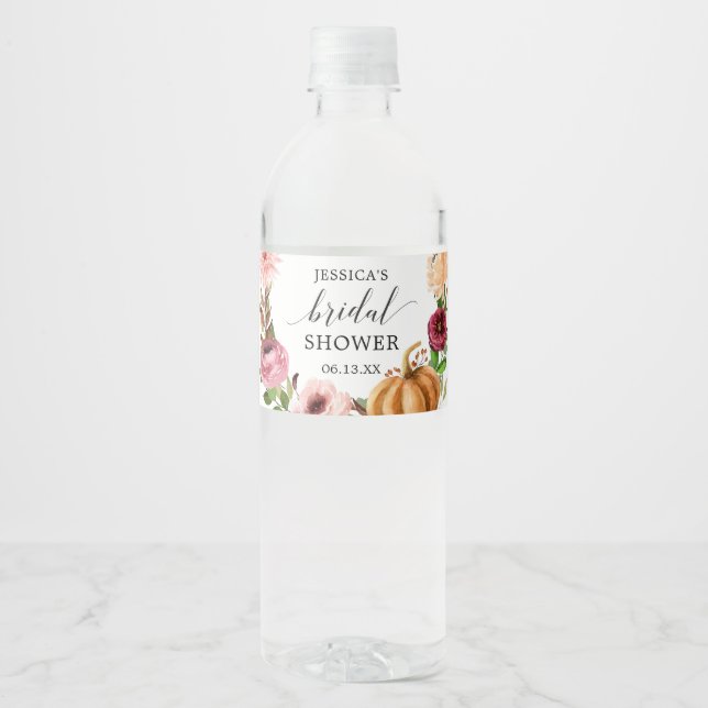 Autumn Bliss Bridal Shower Water Bottle Label (Front)