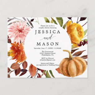 Autumn Bliss Couples Shower Invitation Postcard