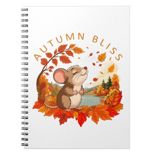 Autumn Bliss Cute Mouse Fall Spiral Notebook