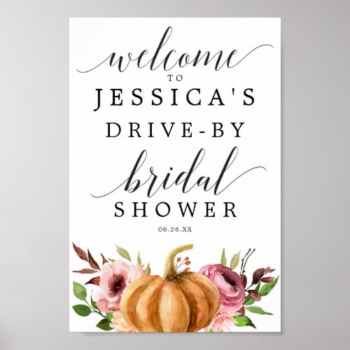 Autumn Bliss Drive_By Bridal Shower Welcome Sign