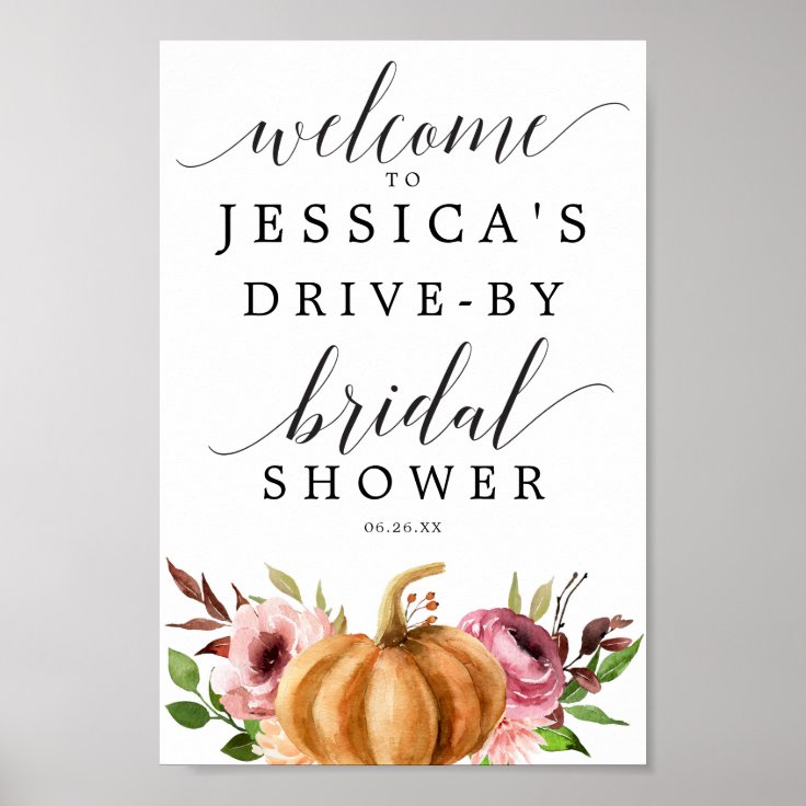 Autumn Bliss DriveBy Bridal Shower Sign Zazzle
