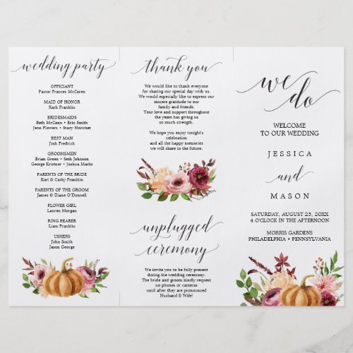 Autumn Bliss Tri_Fold Wedding Program Flyer
