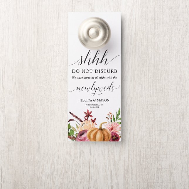 Autumn Bliss Wedding Door Hanger Do Not Disturb (On Knob)