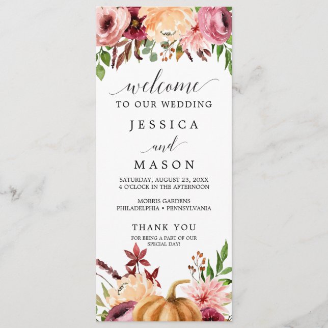 Autumn Bliss Wedding Program (Front)