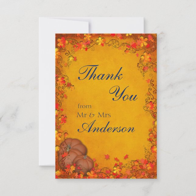 Autumn Bliss Wedding Thank You Card (Front)