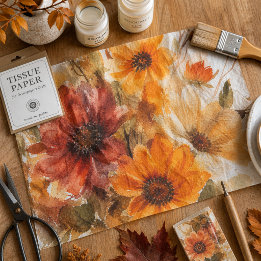 Autumn Bloom Fall Florals Watercolor Tissue Paper