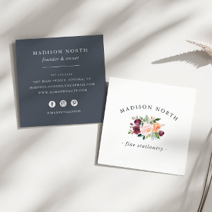 Autumn Bloom Floral Logo Square Business Card