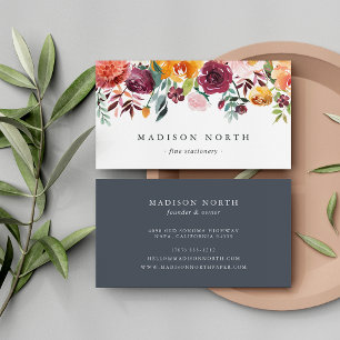 Autumn Bloom Watercolor Floral Business Card