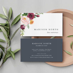 Autumn Bloom Watercolor Floral Business Card