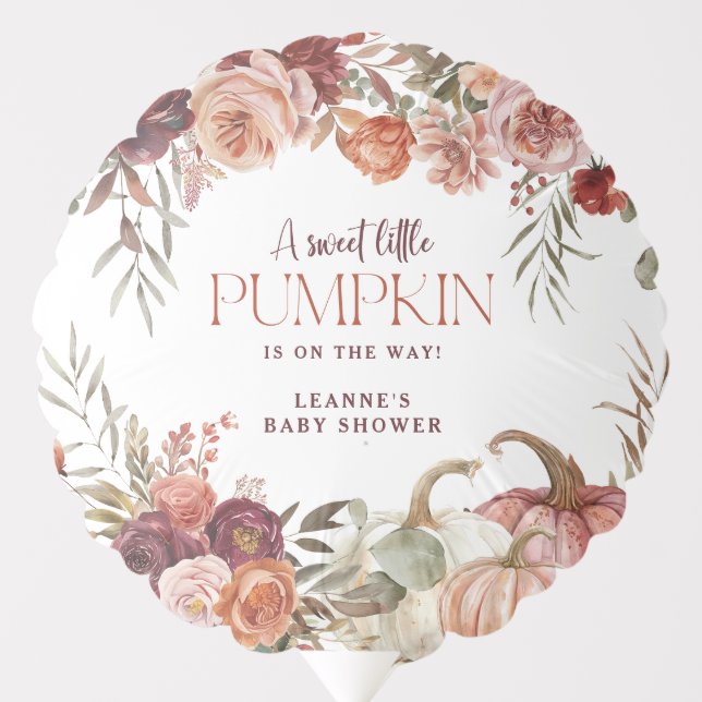 Autumn Blooms 'a little pumpkin' Baby Shower Balloon (Front)