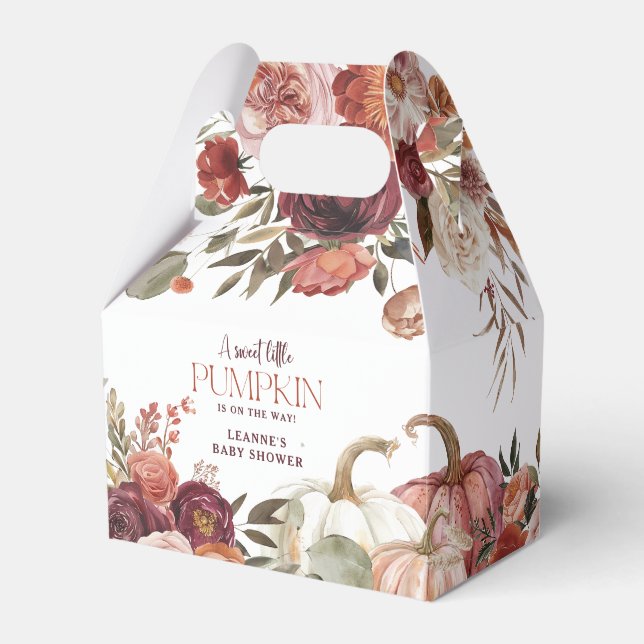 Autumn Blooms 'a little pumpkin' Baby Shower Favor Boxes (Front Side)