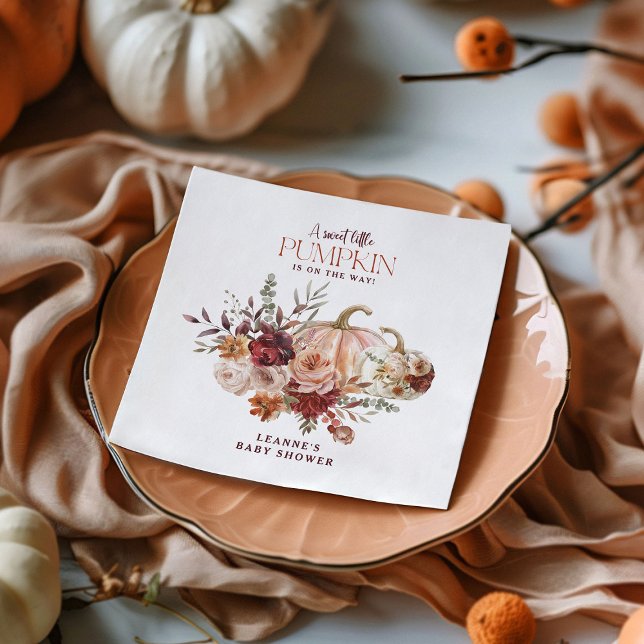 Autumn Blooms 'a little pumpkin' Baby Shower Napkins (Creator Uploaded)