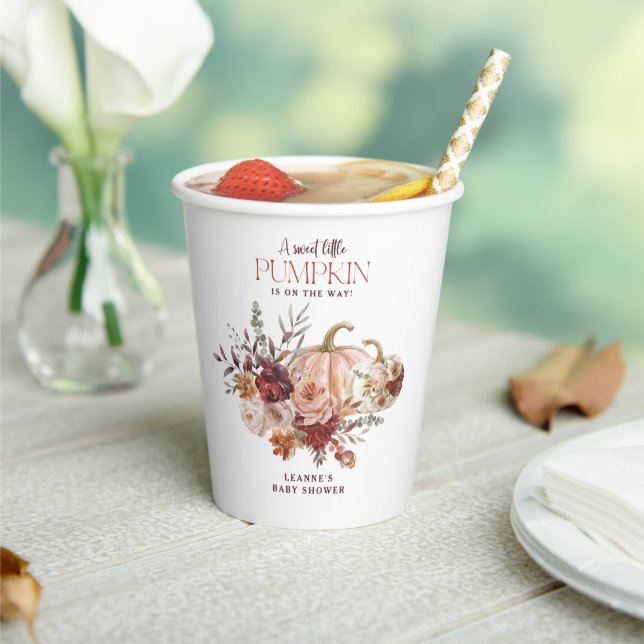 Autumn Blooms 'a little pumpkin' Baby Shower Paper Cups (Insitu)