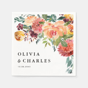 Autumn Blooms Bouquet Fall Wedding Napkins