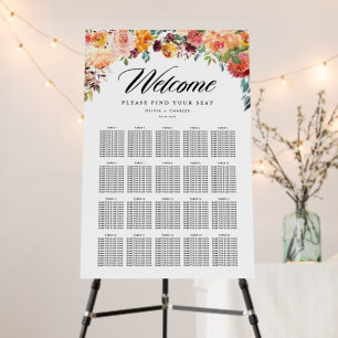 Autumn Blooms Bouquet Fall Wedding Seating Chart Foam Board