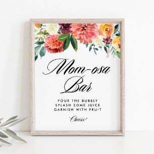 Autumn Blooms Fall Baby Shower Mimosa Mom-osa Bar Poster