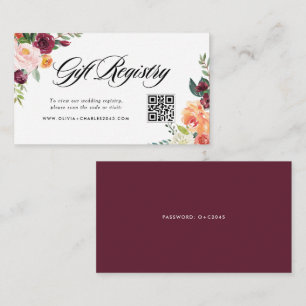 Autumn Blooms Fall Wedding QR Code Registry Enclosure Card