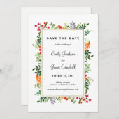Autumn Blooms Fall Wedding Save The Date Card (Front/Back)