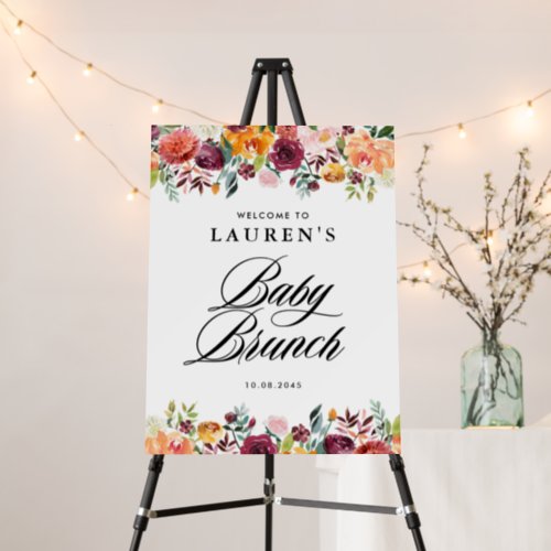 Autumn Blooms Floral Baby Brunch Welcome Foam Board