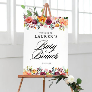 Autumn Blooms Floral Baby Brunch Welcome Poster