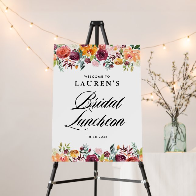 Autumn Blooms Floral Bridal Luncheon Welcome Foam Board (In Situ (Stand))