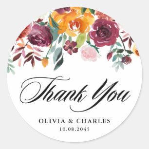 Autumn Blooms Garland Fall Wedding Classic Round Sticker