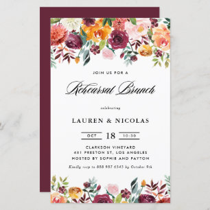 Autumn Blooms Garland Rehearsal Brunch Invitation