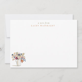 Autumn Blooms Watercolor Floral Personalized Note Card