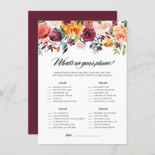 Autumn Blooms What's On Your Phone Shower Card