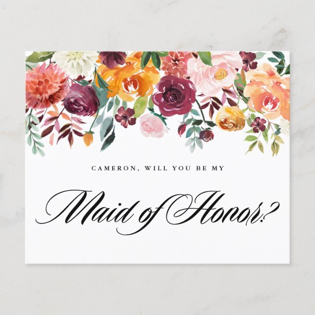 Autumn Blooms Will You Be My Maid of Honor (Front)