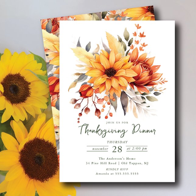 Autumn Blossom Thanksgiving Invitation (Creator Uploaded)
