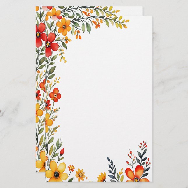 Autumn Blossoms Stationery (Front/Back)